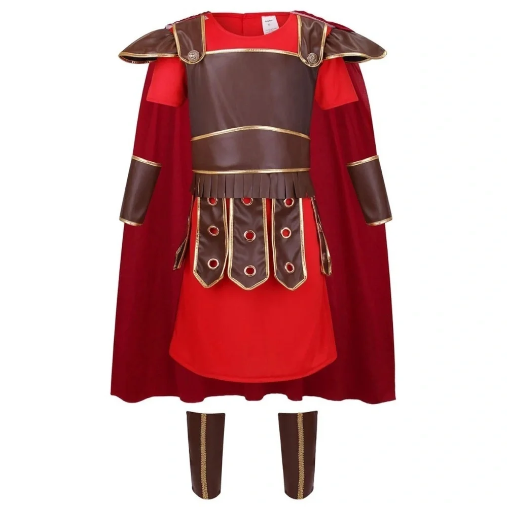 LMYOVE Kids Román Soldier Warrior Halloween Costume, Gladiator Viking Medieval-S